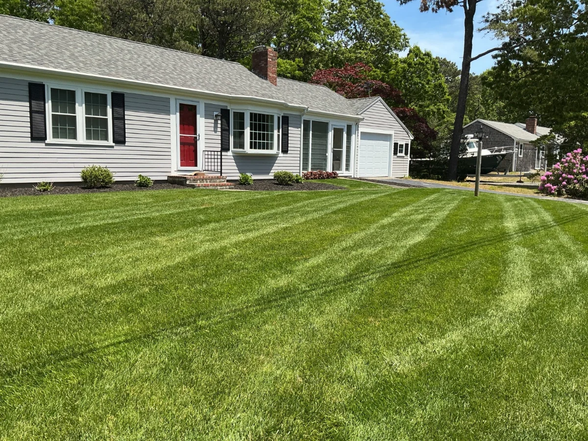 Front lawn landscaping at a West Yarmouth MA home